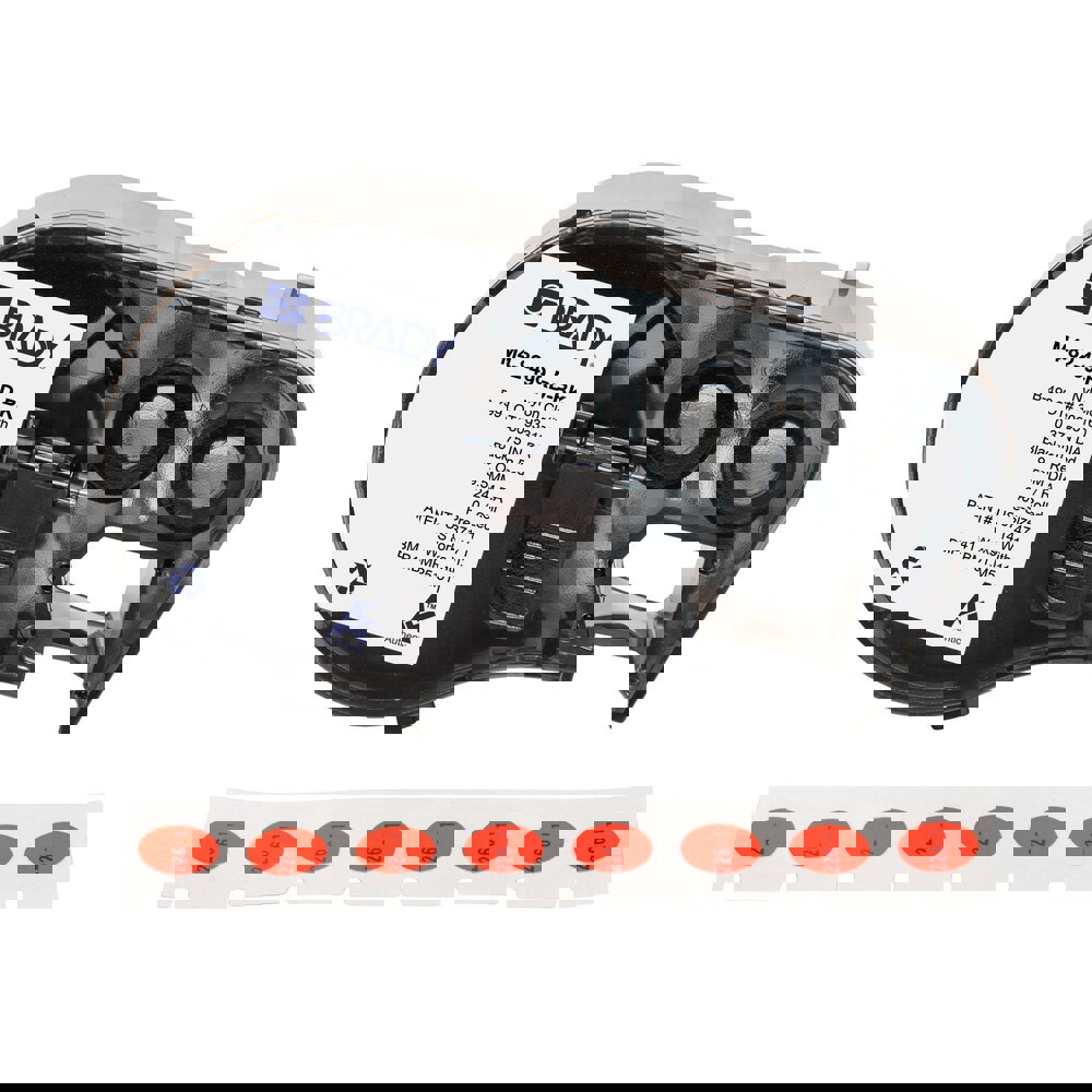 Labels, Ribbons & Tapes; Application: Label Printer Cartridge ; Type: Label Printer Cartridge ; Color Family: Red ; Color: Black on Red ; Number Of Labels Per Roll: 240 ; Label Diameter (Inch): 3/8